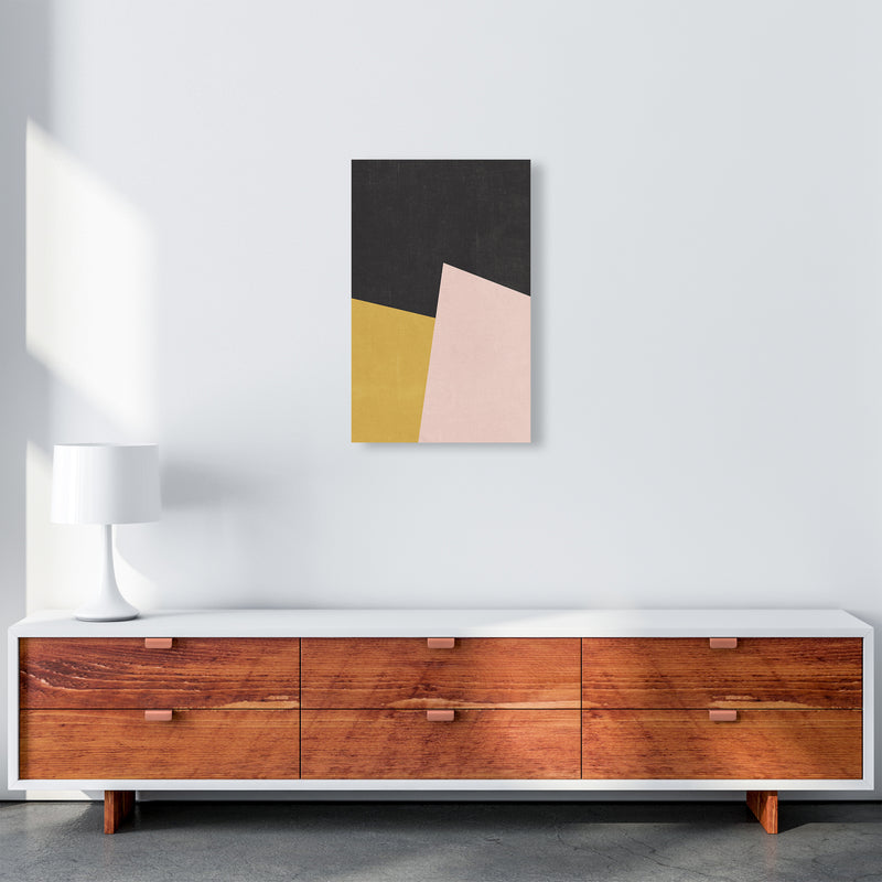 Yellow Pink and Black Abstract A3 Canvas
