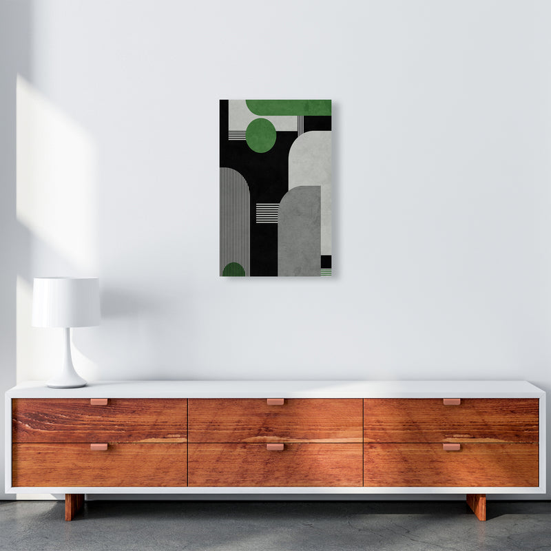 Mid Century Green Black Block Prints Set of 2 A A3 Canvas
