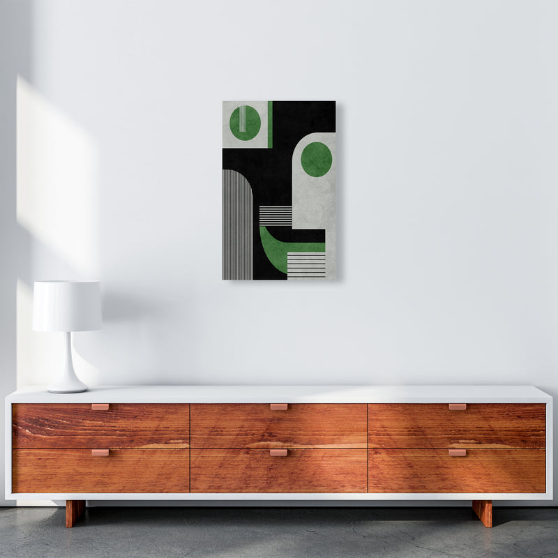 Mid Century Green Black Block Prints Set of 2 B A3 Canvas