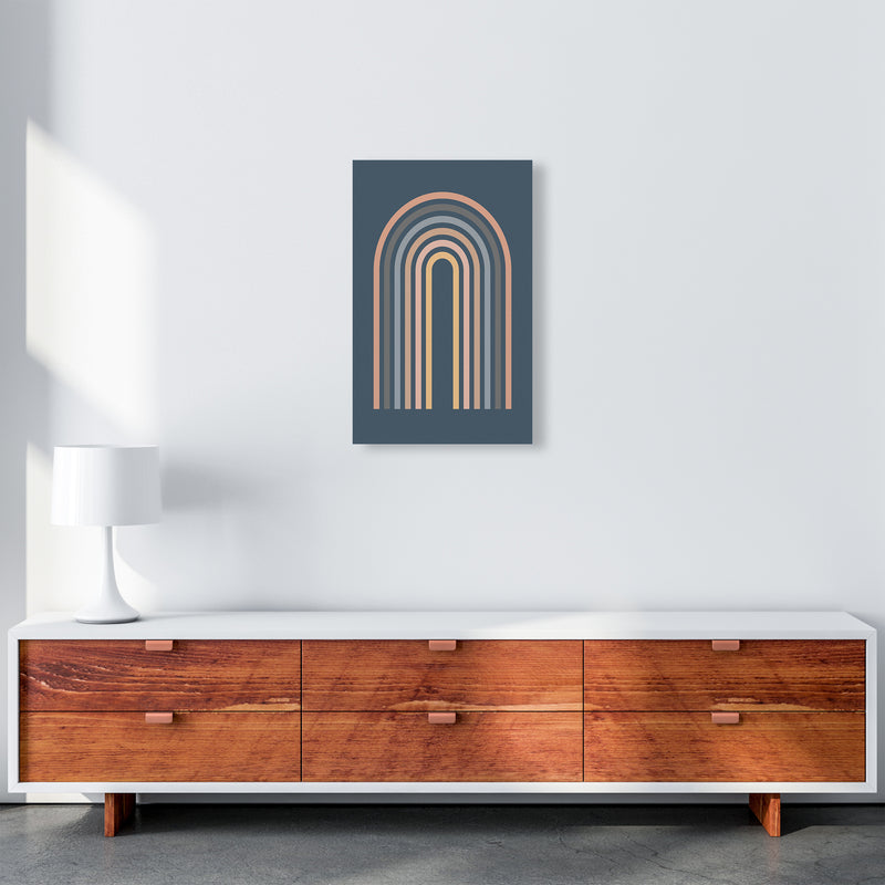 Mid Century Blue Wall Art Print A A3 Canvas