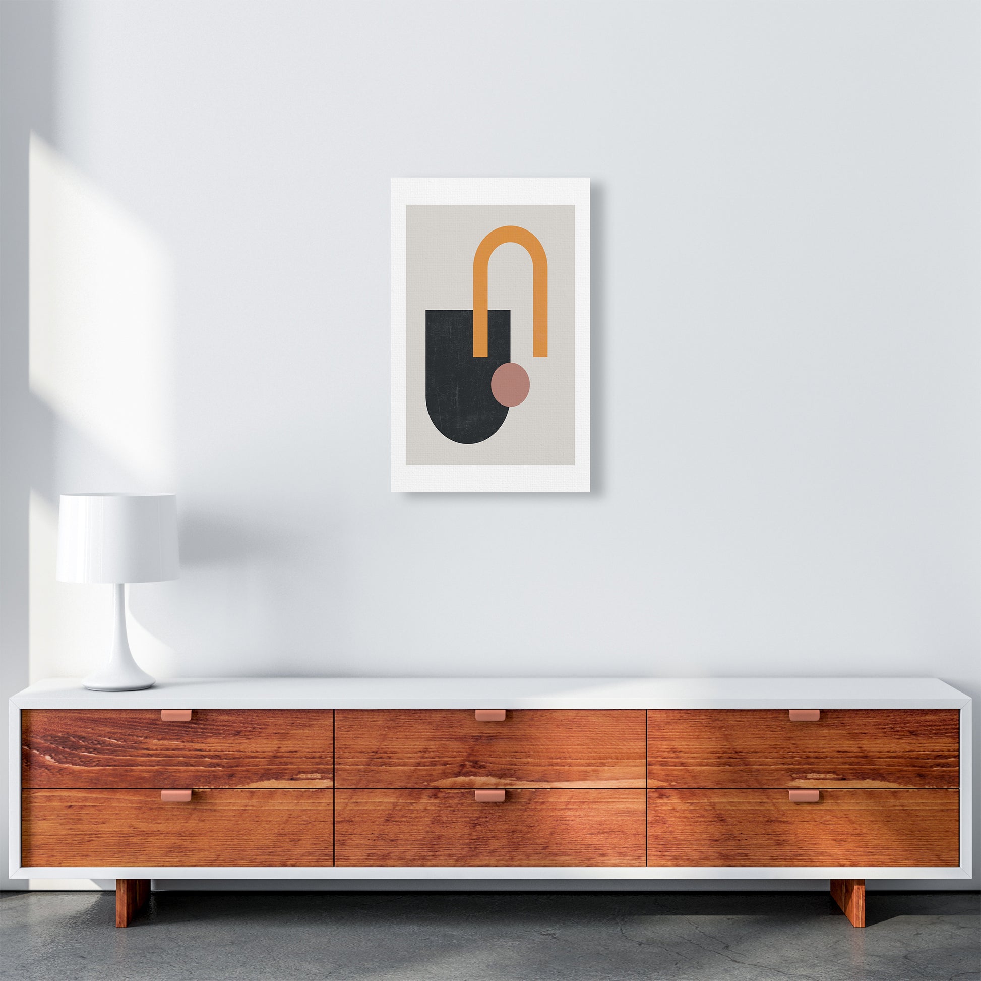 Mid Century Shapes Wall Art Print A A3 Canvas