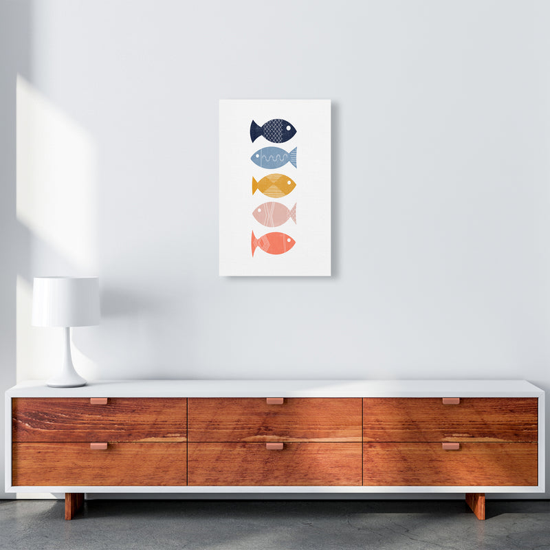 Scandinavian Geometric Print Fish A A3 Canvas