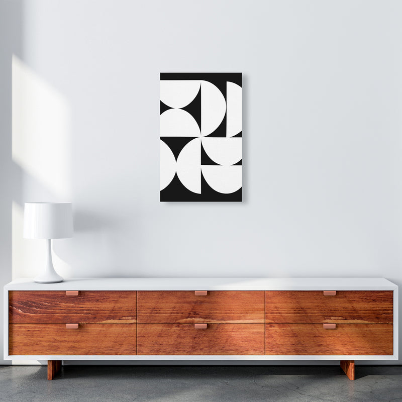 Abstract Black and White Half Circles Original Art Print by Print Punk Studio A3 Canvas
