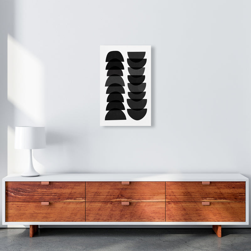 Mid Century Black Half Moons A3 Canvas