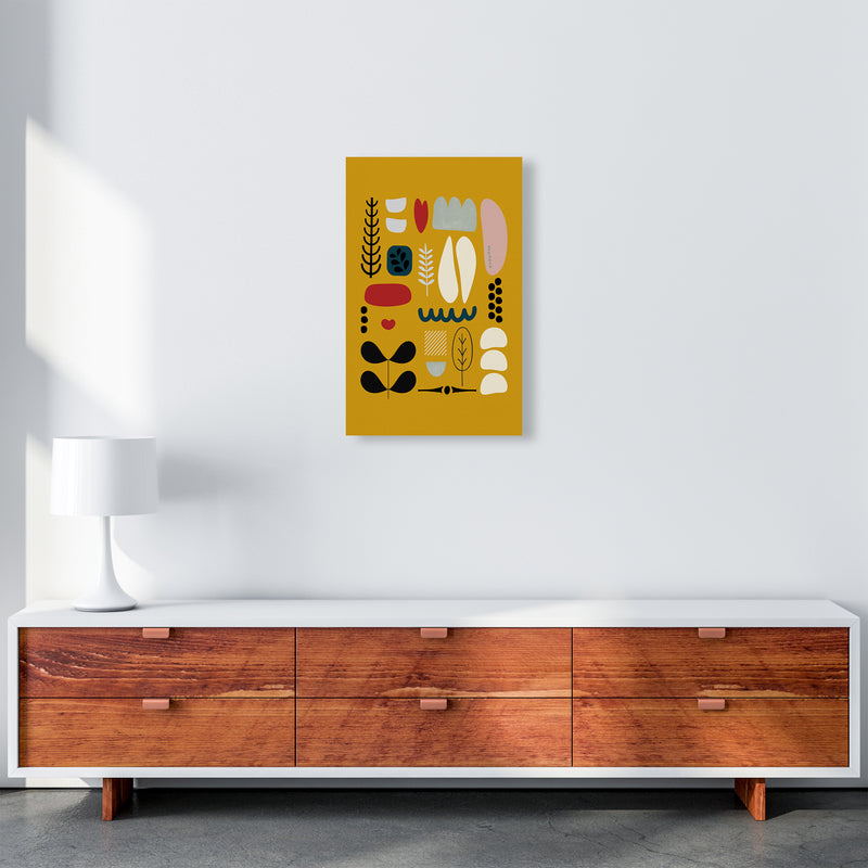 Scandinavian Folk on Yellow Original A3 Canvas