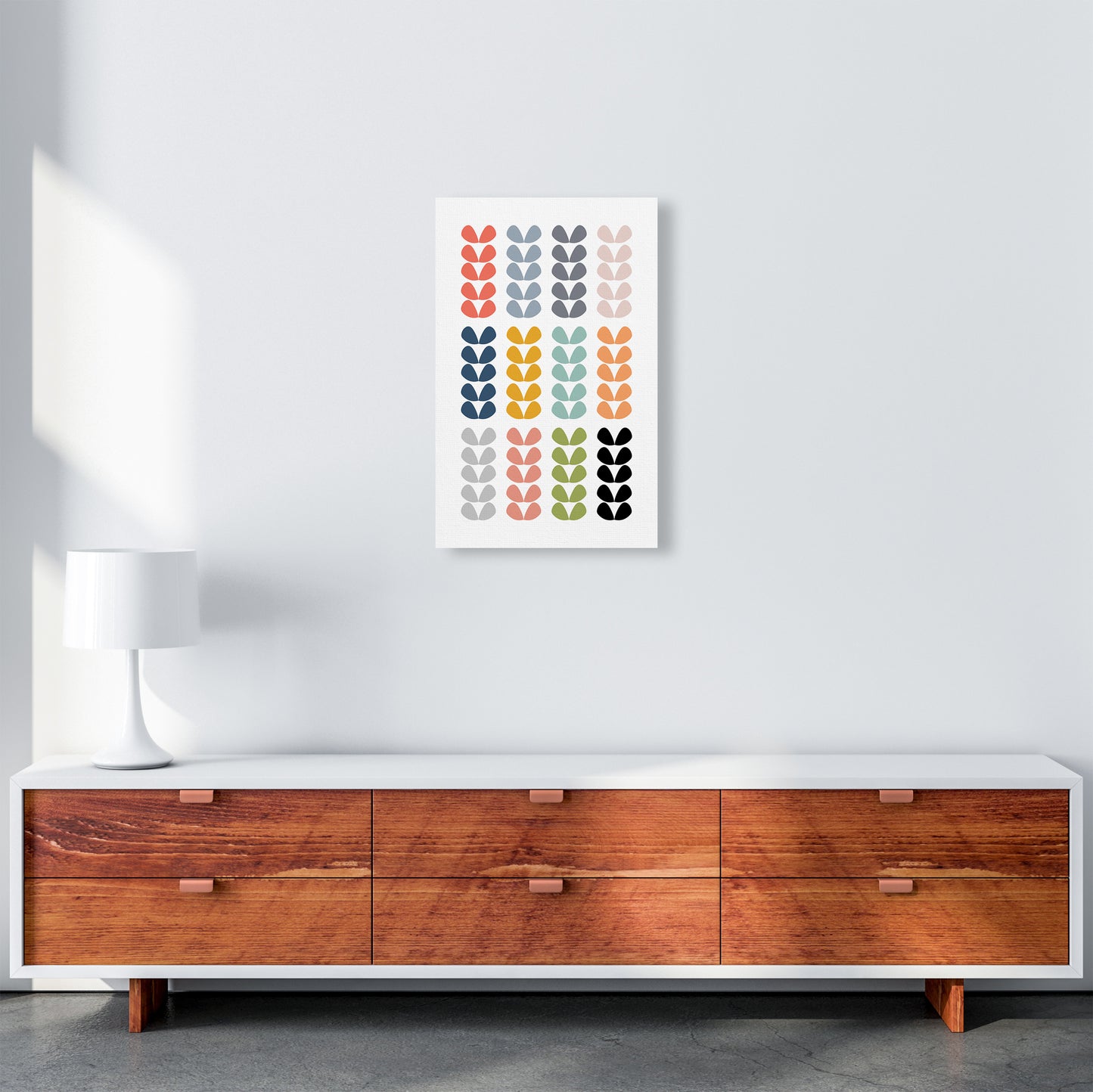 Scandinavian Folk Rainbow Leaves Original A3 Canvas