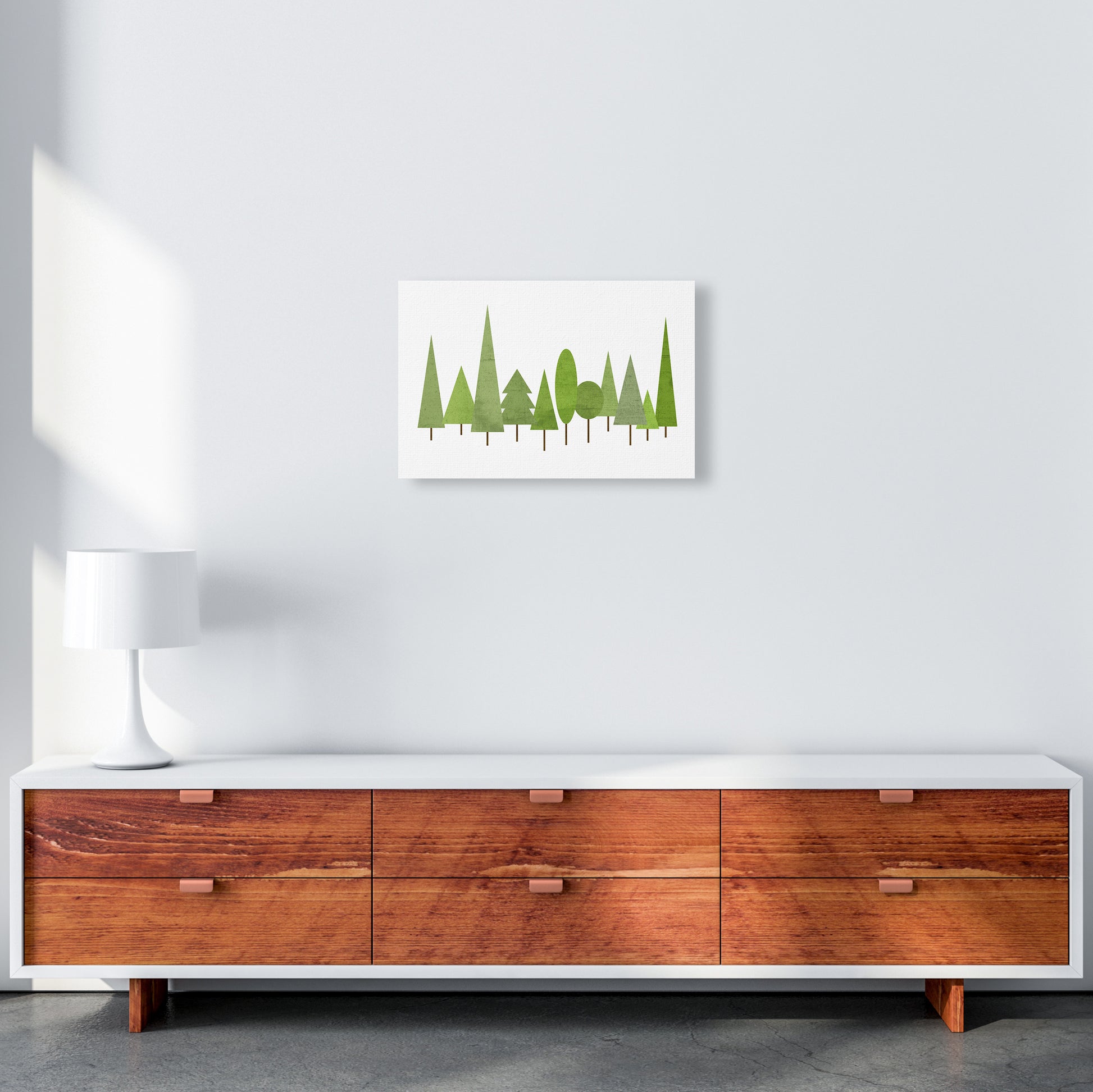 Scandinavian Trees Landscape Original A3 Canvas