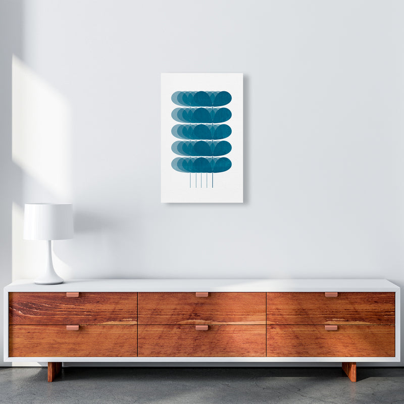 Scandinavian Turquoise Leaves Original A3 Canvas
