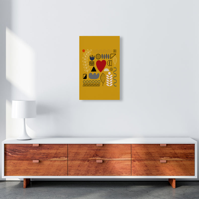 Yellow Scandinavian Abstract Shapes Original A3 Canvas