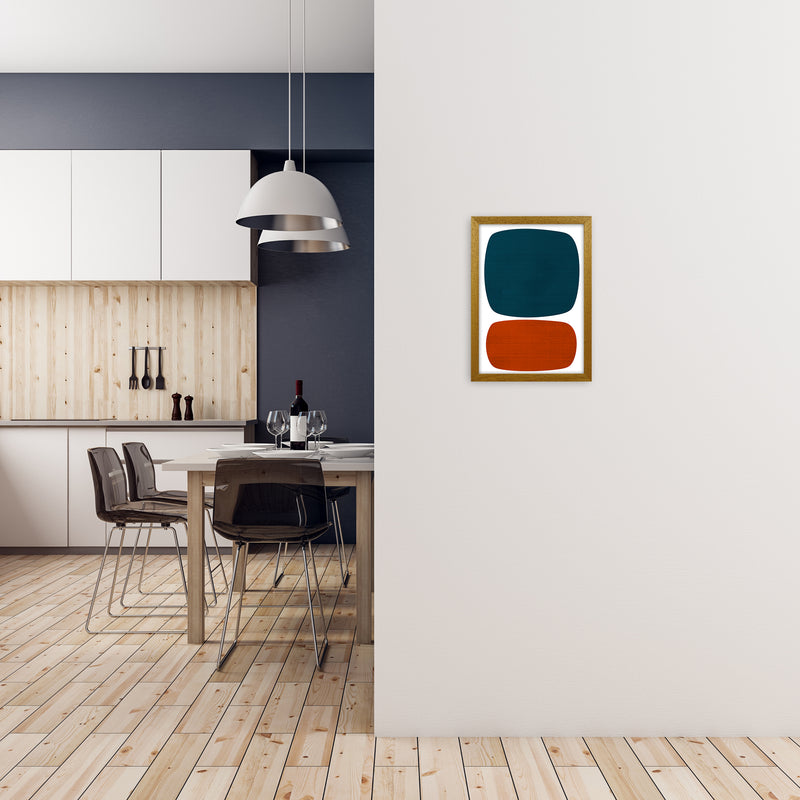 Blue and Orange Mid Century A3 Print Only