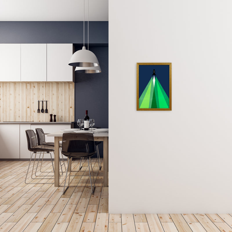 Green and Blue Kids Rocket A3 Print Only