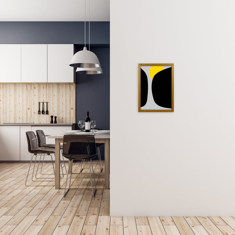 Abstract Black Shapes with Yellow Original B Art Print by Print Punk Studio A3 Print Only
