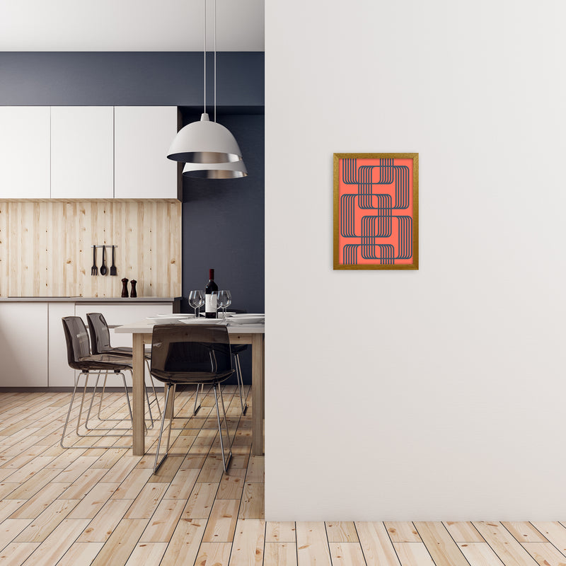 Blue and Red Geometric Wall Art Print B A3 Print Only