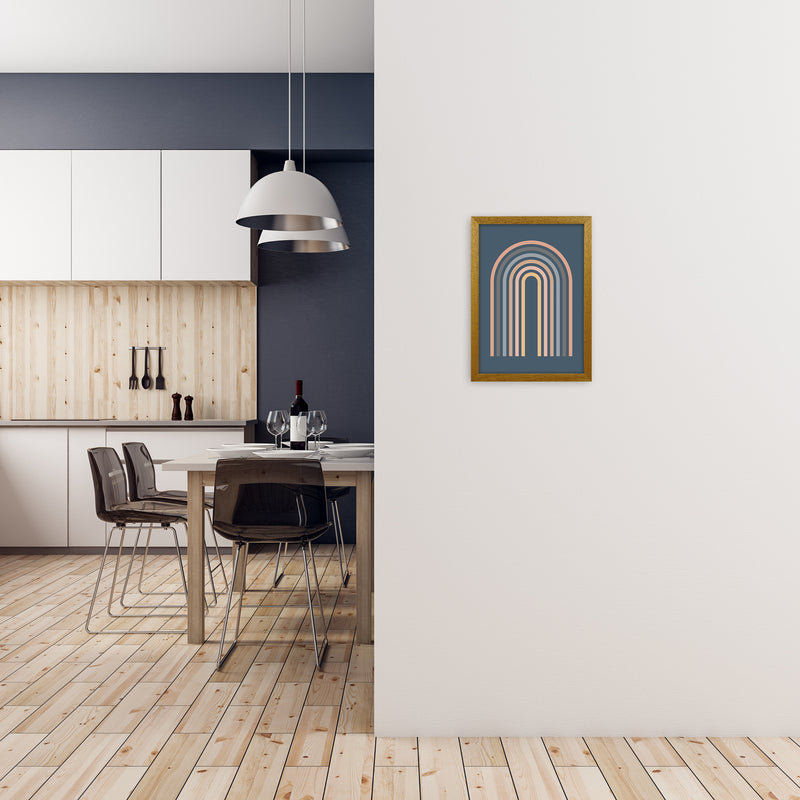 Mid Century Blue Wall Art Print A A3 Print Only