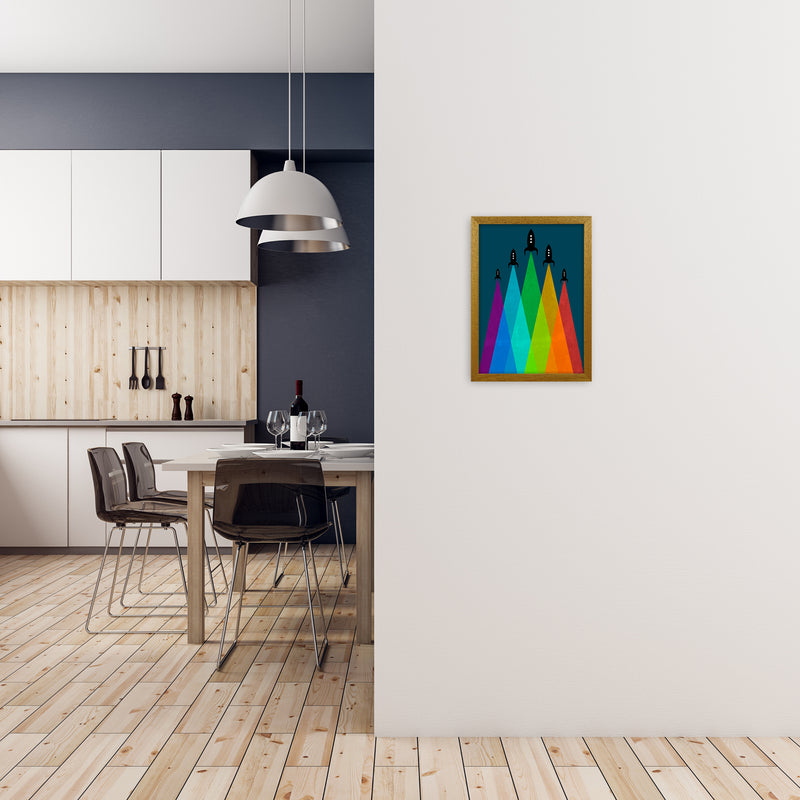 Rainbow and Navy Rocket B A3 Print Only