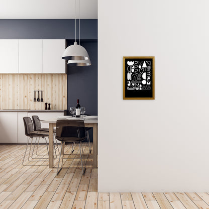 White and Black Scandi Shapes A3 Print Only