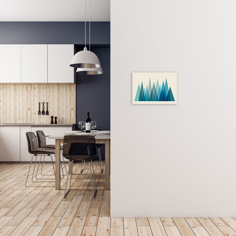 Mid Century Blue Mountains Original A3 Black Frame