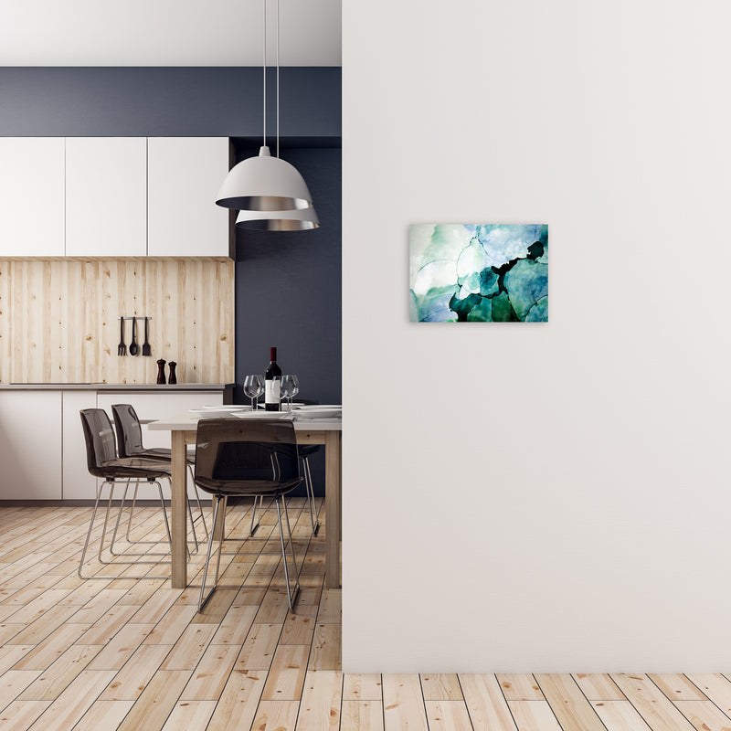 Green Blue Watercolor Art Original A3 Black Frame