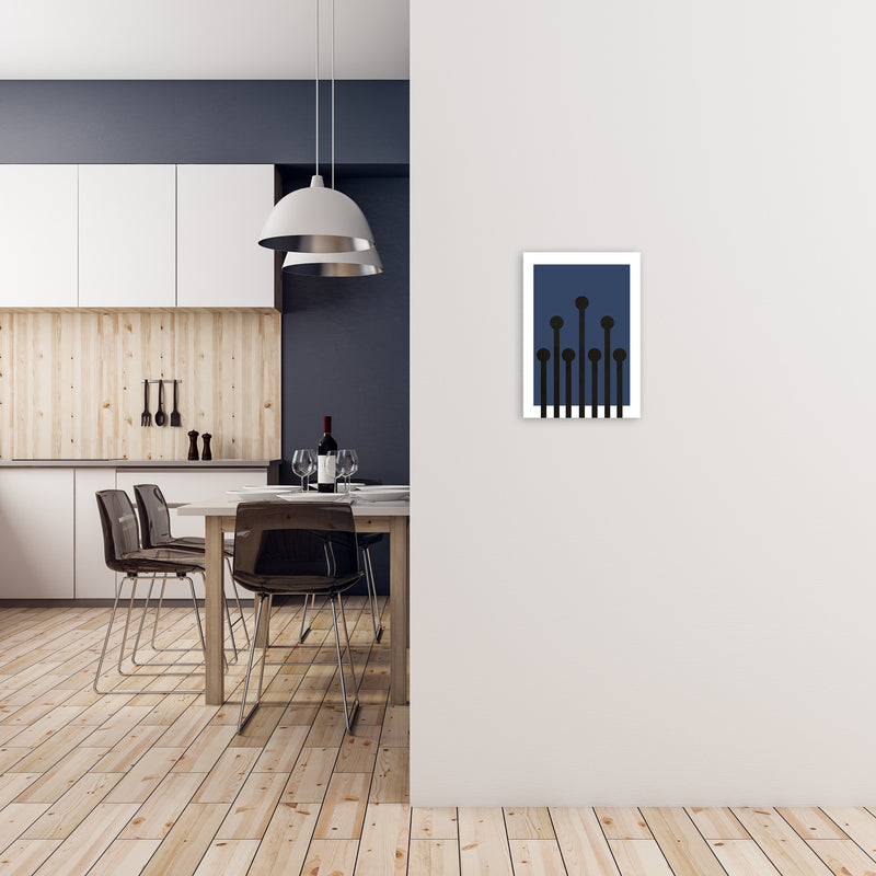 Black and Blue Scandinavian Art A3 Black Frame