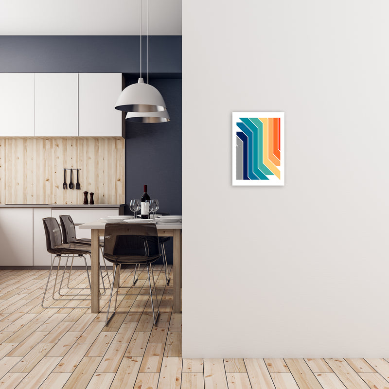 Modern Rainbow Stripes Original2 A3 Black Frame