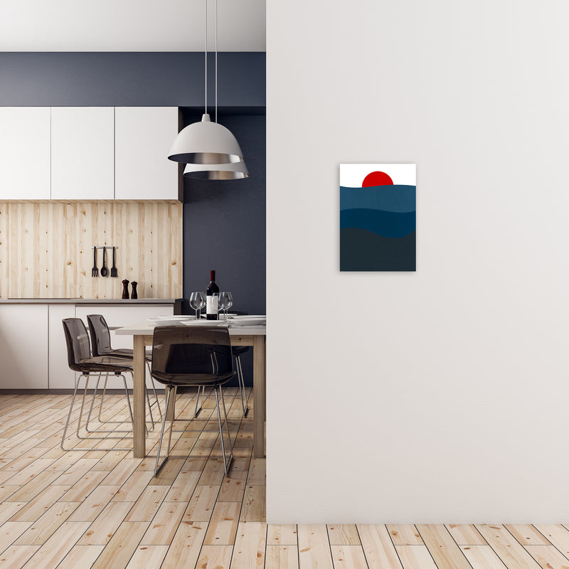 Red Blue Sunset Original A3 Black Frame