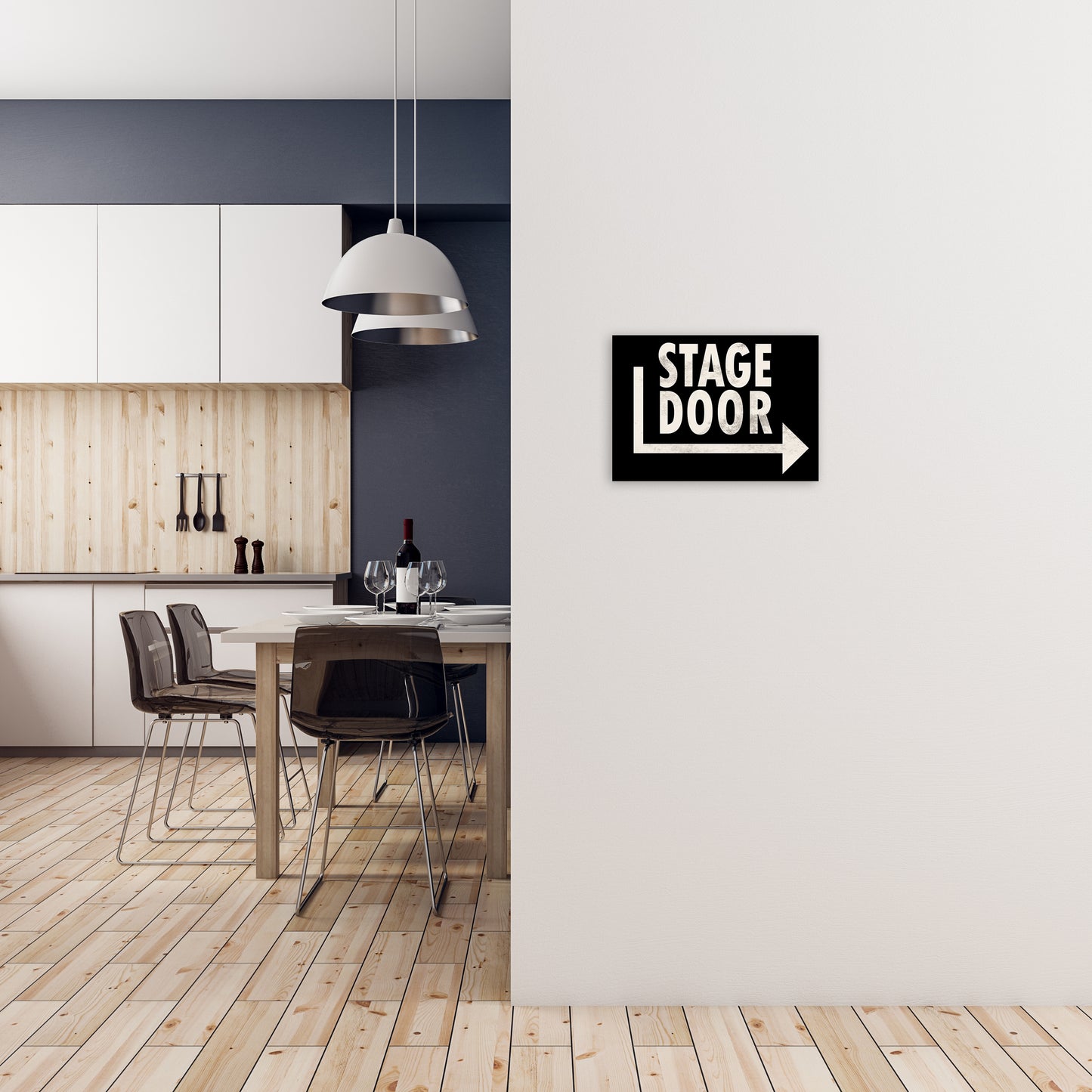 Stage Door Horizontal Wall Art A3 Black Frame