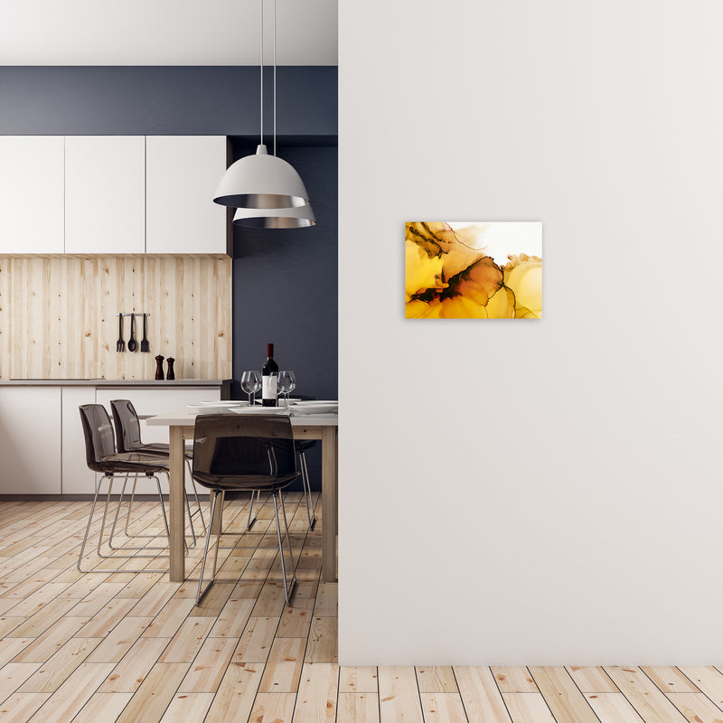 Yellow Watercolor Abstract Original A3 Black Frame