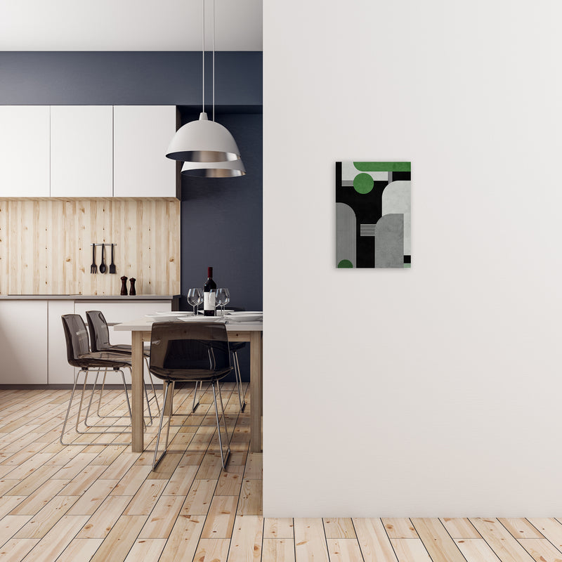 Mid Century Green Black Block Prints Set of 2 A A3 Black Frame