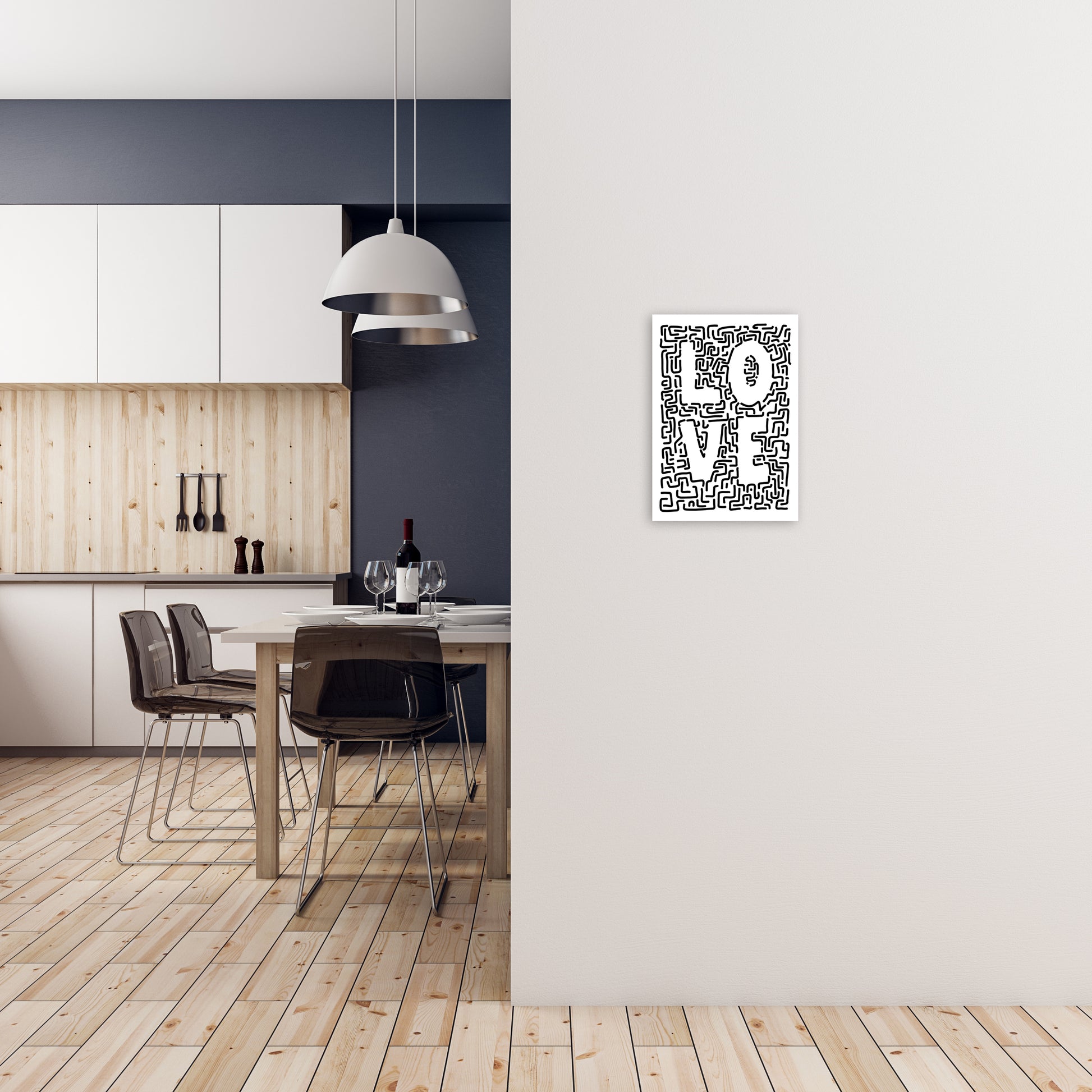 Doodle LOVE Print Original A3 Black Frame