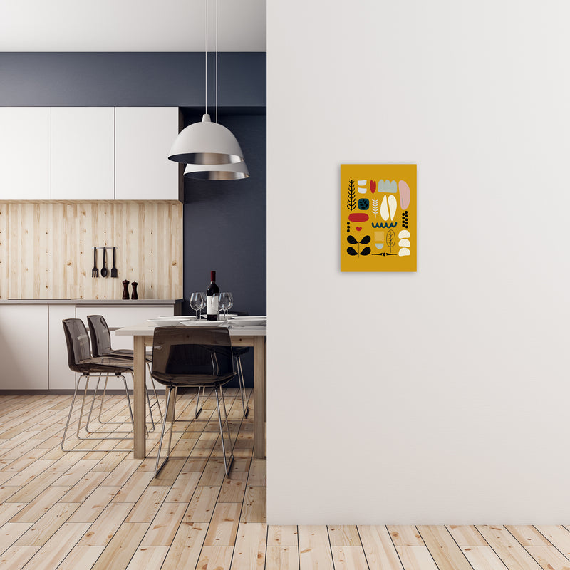 Scandinavian Folk on Yellow Original A3 Black Frame