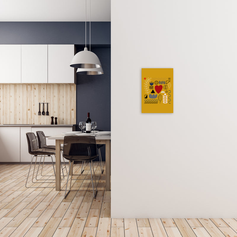 Yellow Scandinavian Abstract Shapes Original A3 Black Frame