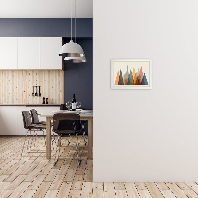 Mid Century Abstract Mountain Original A3 Oak Frame