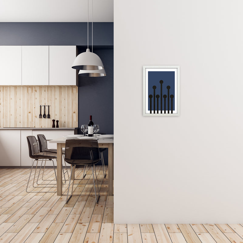 Black and Blue Scandinavian Art A3 Oak Frame