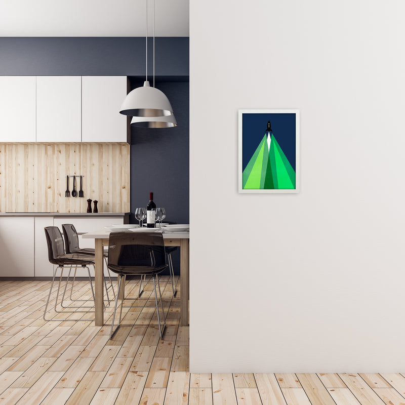 Green and Blue Kids Rocket A3 Oak Frame