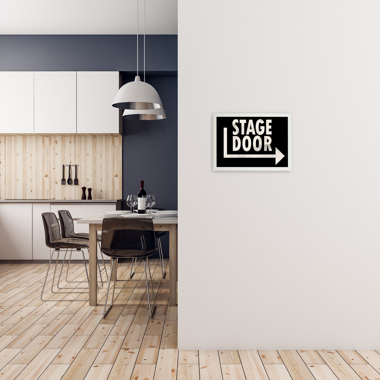 Stage Door Horizontal Wall Art A3 Oak Frame