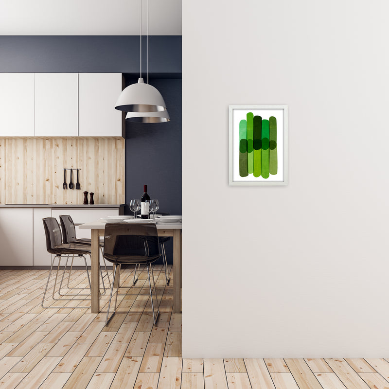 Green Abstract Wall Art Prints A3 Oak Frame