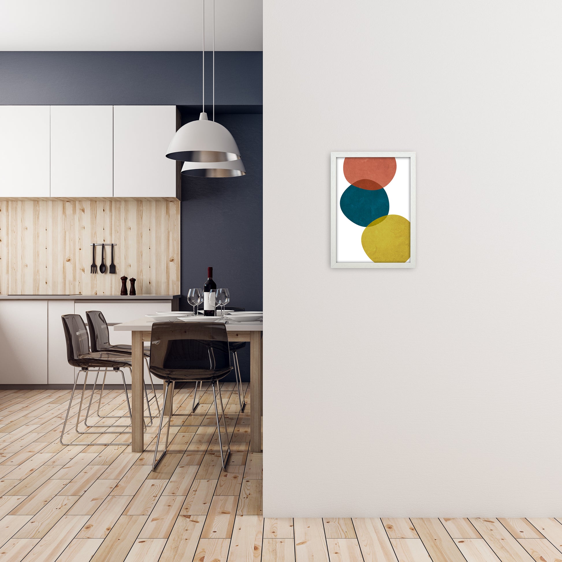 Abstract Shapes Prints A A3 Oak Frame