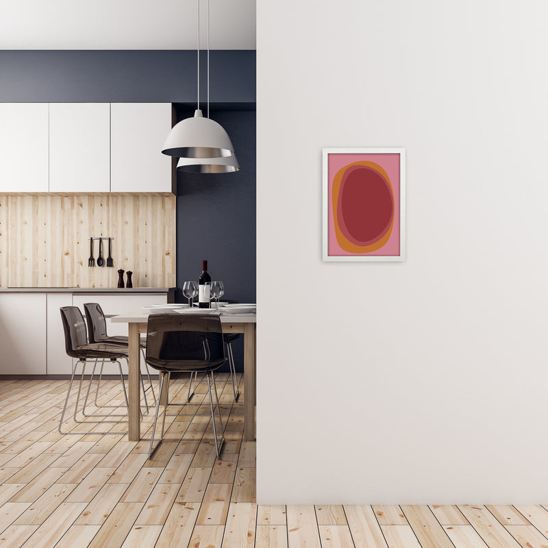 Colourful Bright Abstract Wall Art Print B A3 Oak Frame