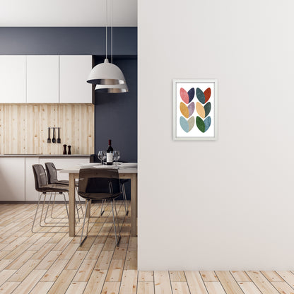 Scandinavian Hearts Wall Art Print C A3 Oak Frame