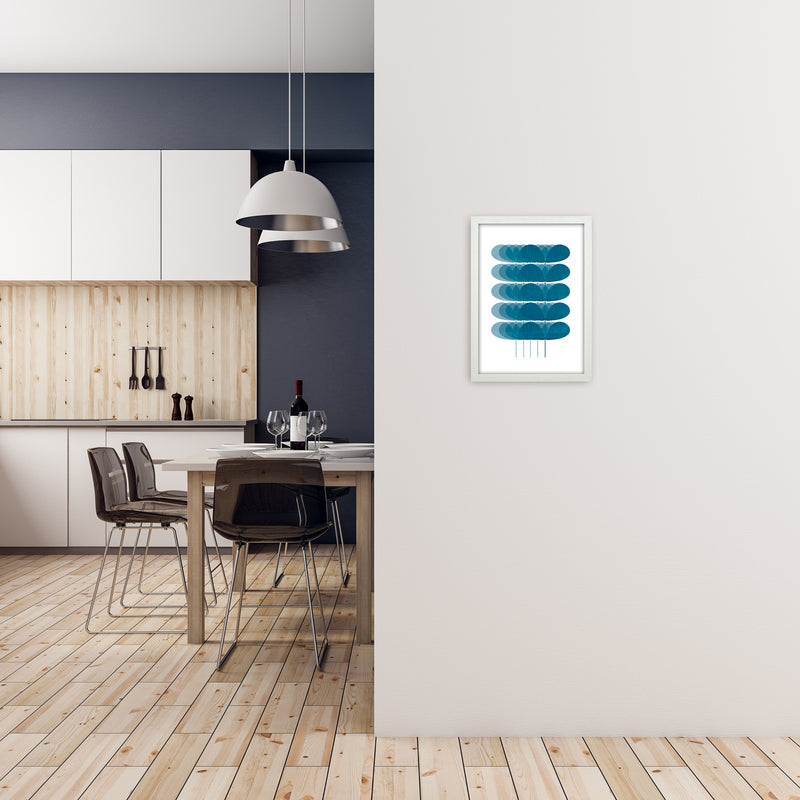 Scandinavian Turquoise Leaves Original A3 Oak Frame