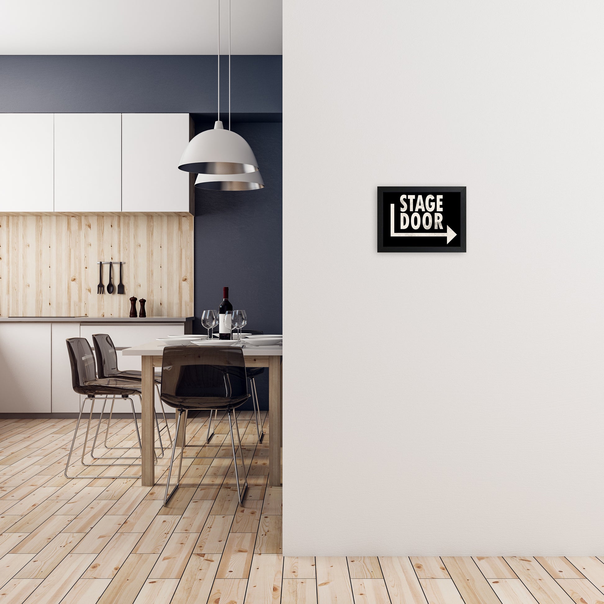 Stage Door Horizontal Wall Art A4 White Frame