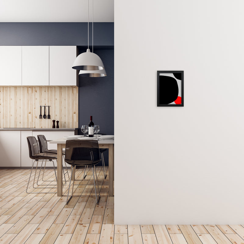 Abstract Black Shapes with Red Original A Art Print by Print Punk Studio A4 White Frame