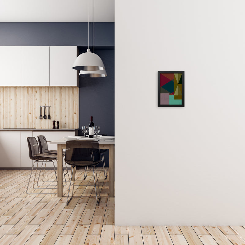 Dark Colourful Abstract Print A A4 White Frame