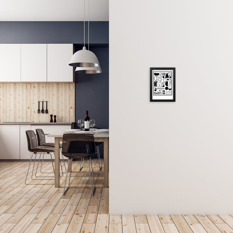 Black and White Scandinavian Shapes A4 White Frame