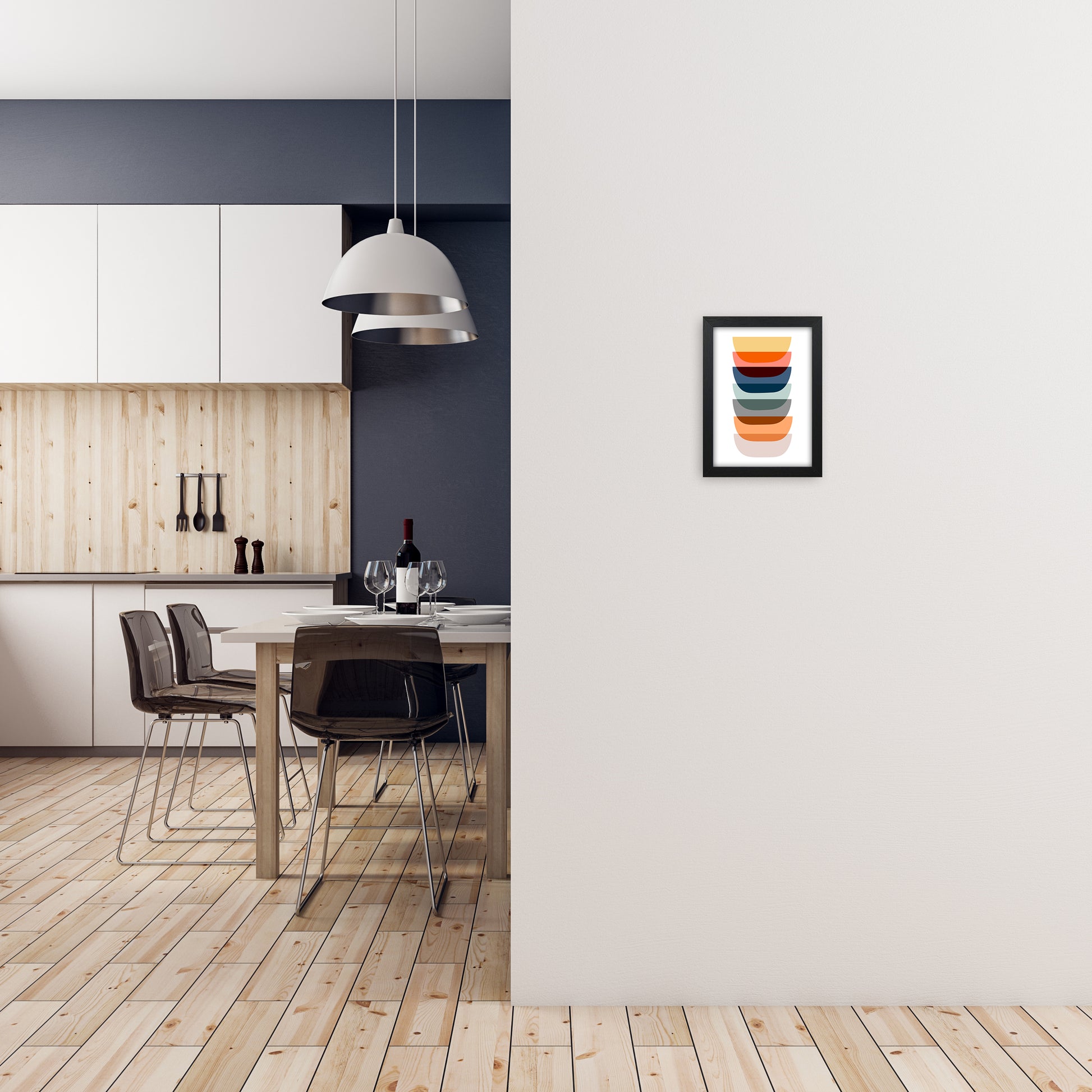 Abstract Mid Century Art Original A4 White Frame