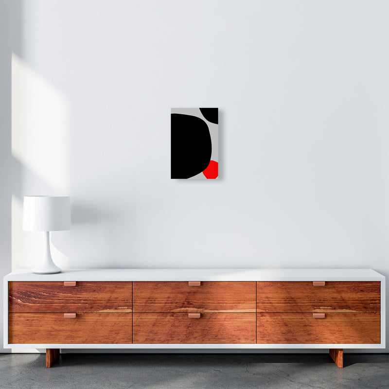 Abstract Black Shapes with Red Original A Art Print by Print Punk Studio A4 Canvas