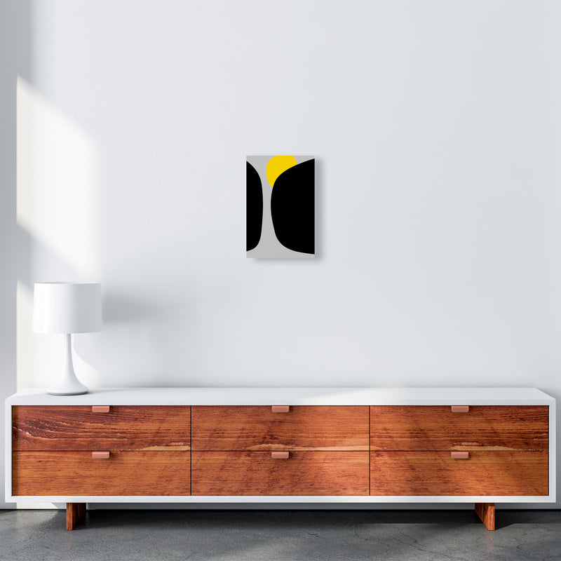 Abstract Black Shapes with Yellow Original B Art Print by Print Punk Studio A4 Canvas