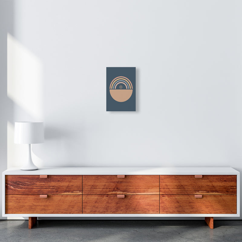 Mid Century Blue Wall Art Print B A4 Canvas