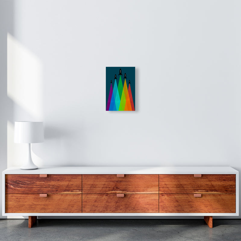 Rainbow and Navy Rocket B A4 Canvas