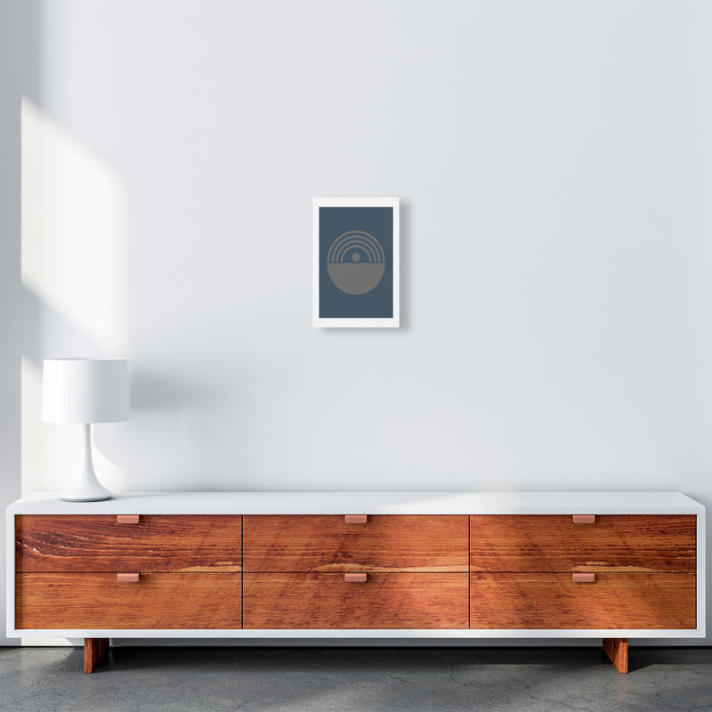 Mid Century Grey and Blue Wall Art Prints B A4 Canvas